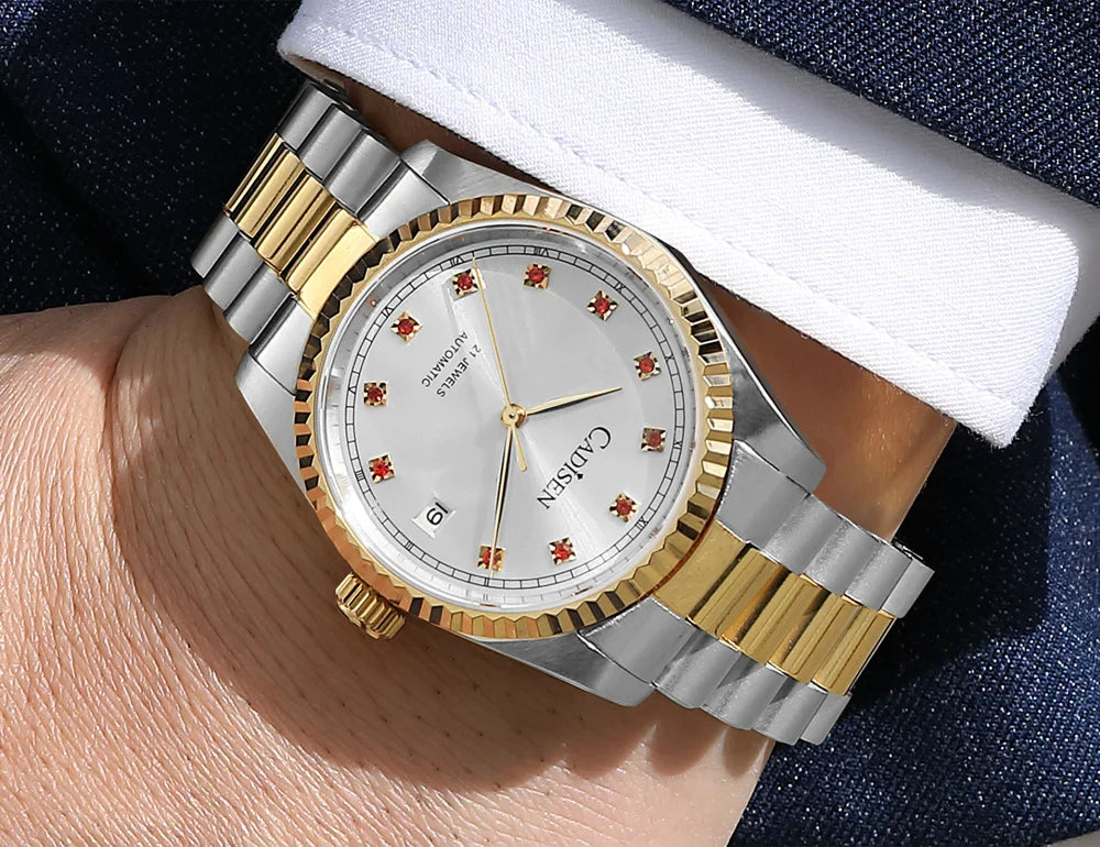 CADISEN C8223 DateJust Watch Miyota 8215 Sapphire Luxury Golden Watch 36MM Ladies Men