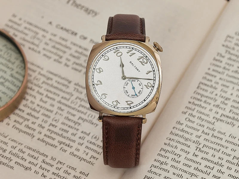 Baltany Dress Watch Man 4046G ST1701 Automatic Gold Case Stainless Steel Square Retro 1921 Homage Mechanical Wristwatch Man