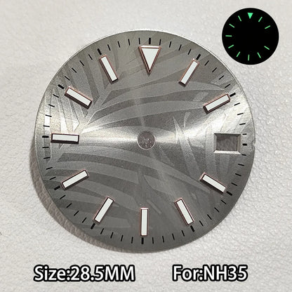 28.5mm Watch Dial For NH 35 NH36 Movements Green Luminous Single/No Date just Calendar Dial Roman Men Watches Accessories
