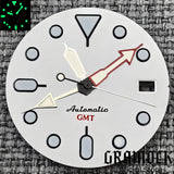 29mm Blue Red Black Orange GMT NH34 White Glossy Dial With Hands C3 Lume Fit NH34 Mechanical Watch Modified Accessories