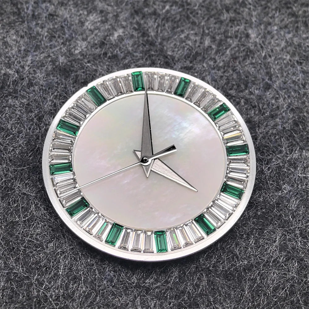 28.5mm Shell Watch Dial with Crystal High Quality Hands No Date No Luminous Watches Faces Modified Accessories
