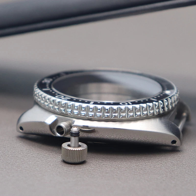 45mm Diving SKX Watch Case Sapphire Crystal Glass For Turtle Abalone Seiko NH34 NH35 NH36 NH38 4R36 Movement With Chapter Ring