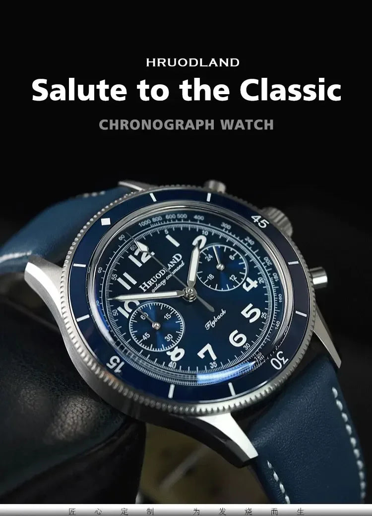 Fifty Fathoms Mod Hruodland Fo19  Chronograph Watch VK64 Quartz AR Sapphire 40MM 10bar