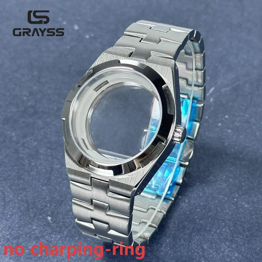 Fit Overseas Serieswatch case 41mm NH34 NH35 NH36 NH70 NH72 Movement elegant Men's Watch Part Mod for 28.5mm dial