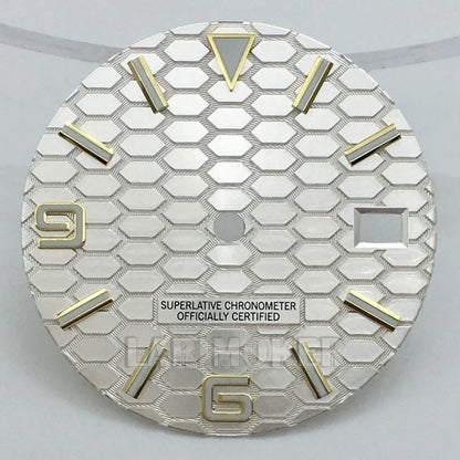 honeycomb texture watch dial is 29mm green luminous suitable for replacing parts of NH35 and NH36 movements