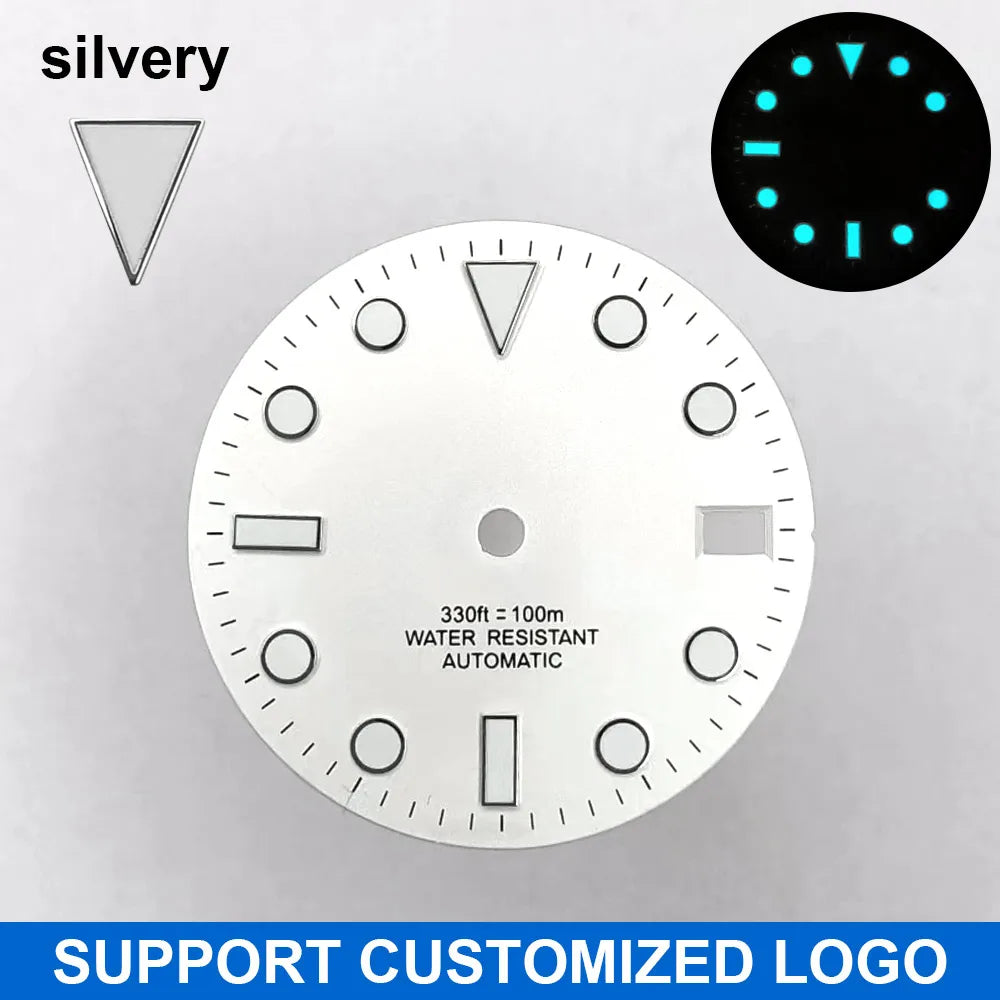 28.5mm diameter dial suitable for NH-34/35/36 movements GMT Luminous dial customization LOGO/name DIY dial watch parts