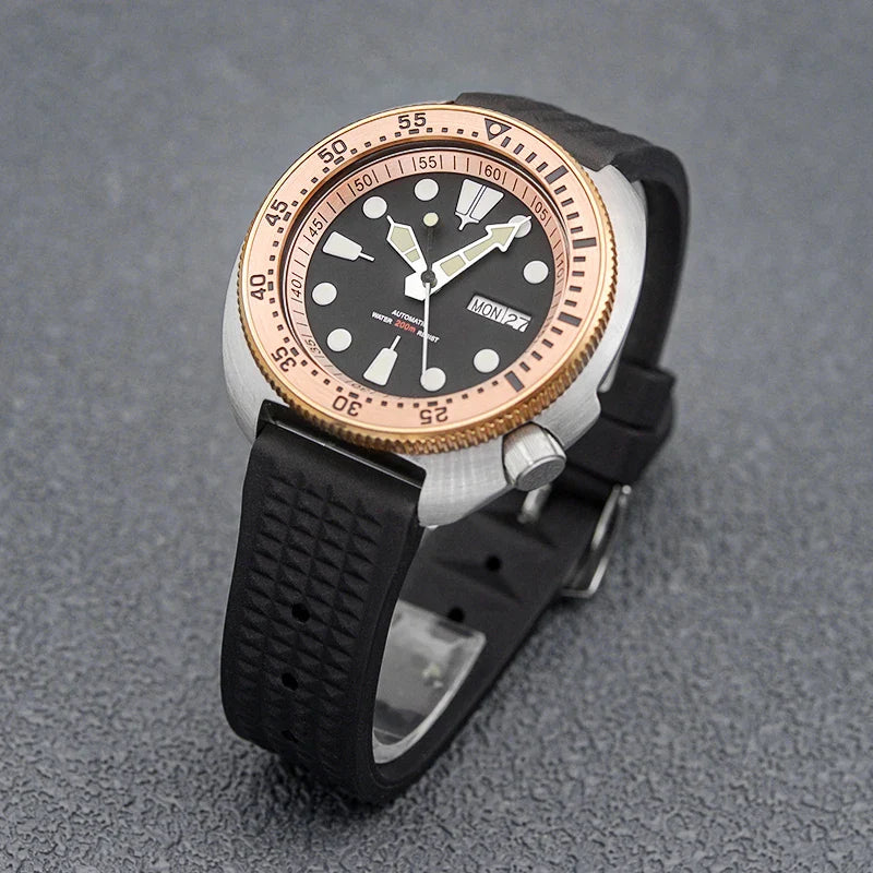 Sterile Albalone Turtle Watch  Golden ceramic bezel SKX6105 6309 NH36A sapphire 20Bar