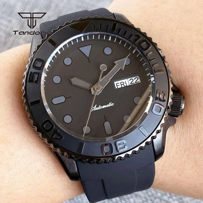 Tandorio TD269C Yacht Master Black Pvd  Domed Sapphire Skx007 Style NH36 20atm 120 Clicks 41MM