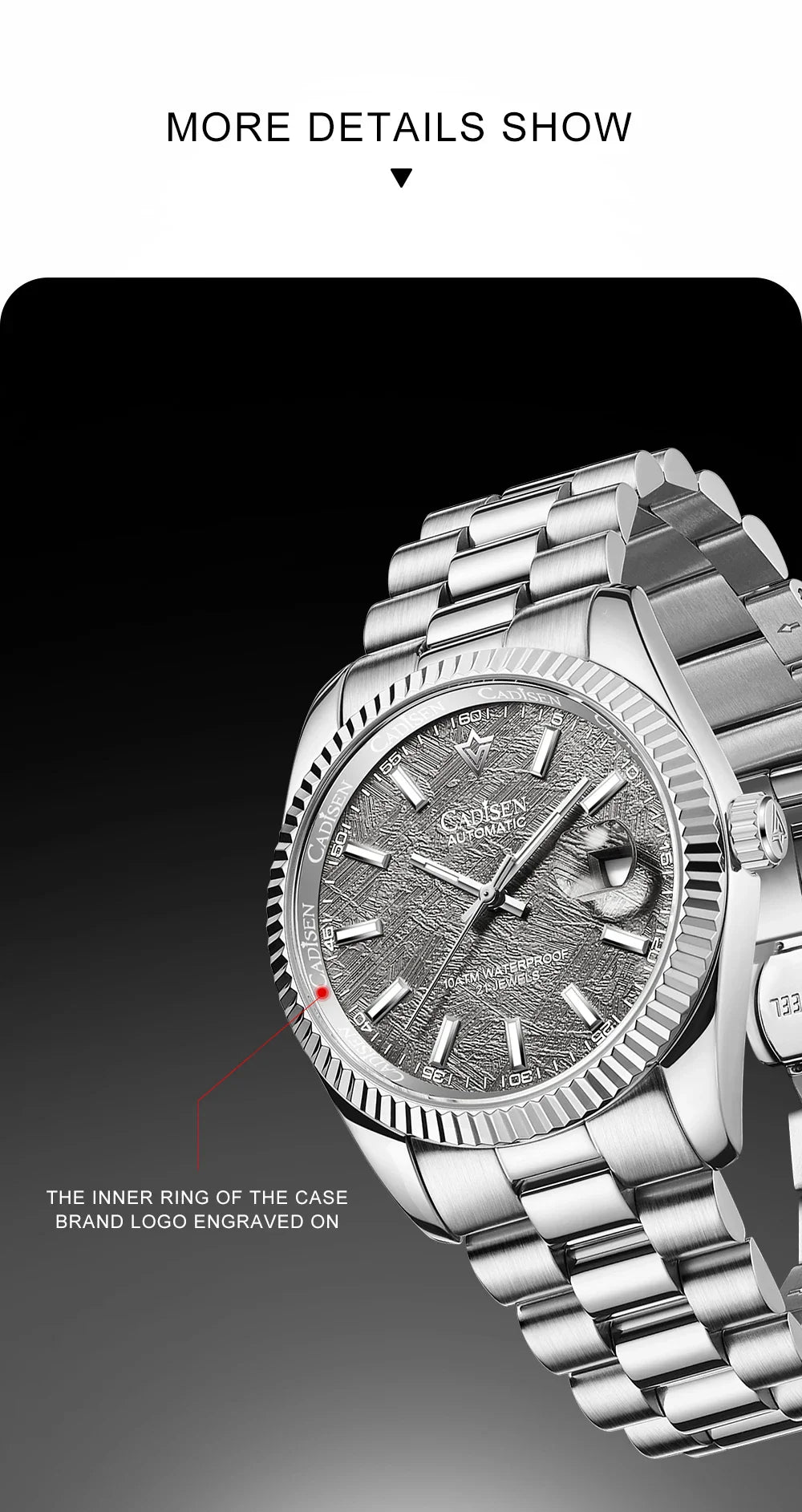 Cadisen C8214 DateJust Watch AR Sapphire MIYOTA 8215 10Bar C3 Lume 40MM