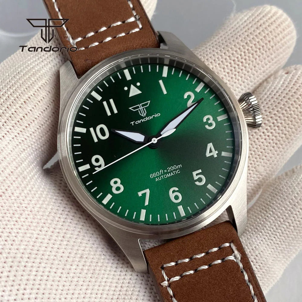 43mm Tandorio Big Pilot Watch TD144B NH35 PT5000 Automatic 20BAR  Sapphire Luminous