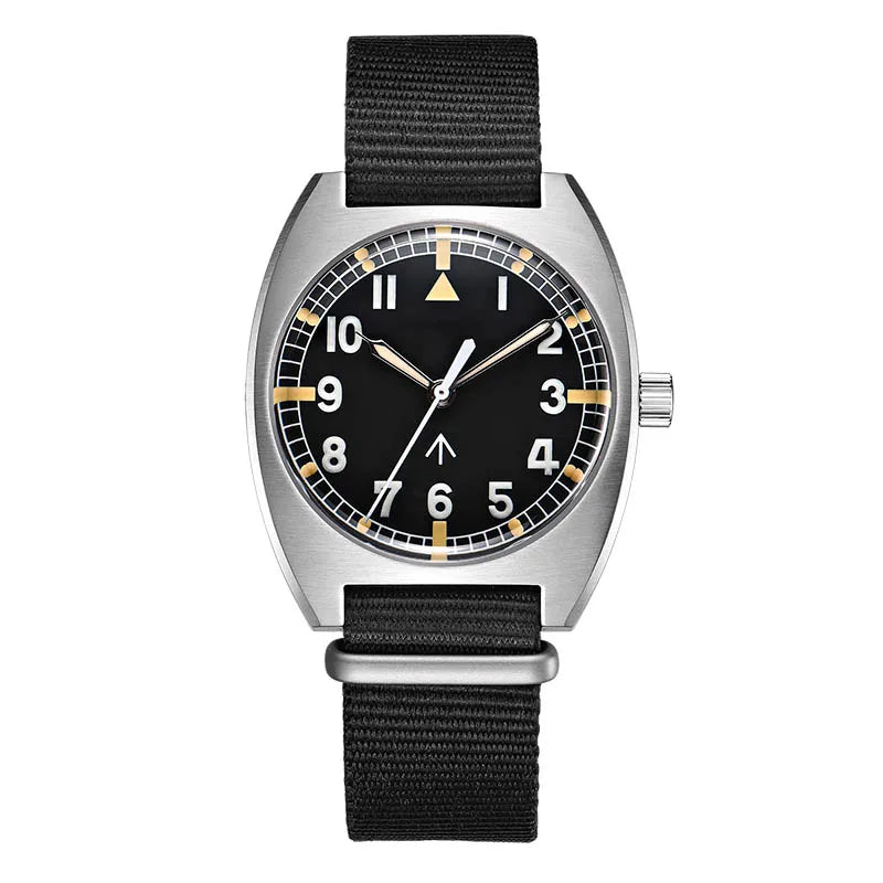 Baltany W10 Military Watch 36mm Calendar Super Luminous Leather Sapphire Stainless Steel NH35 Automatic Mechanical Wristwatches