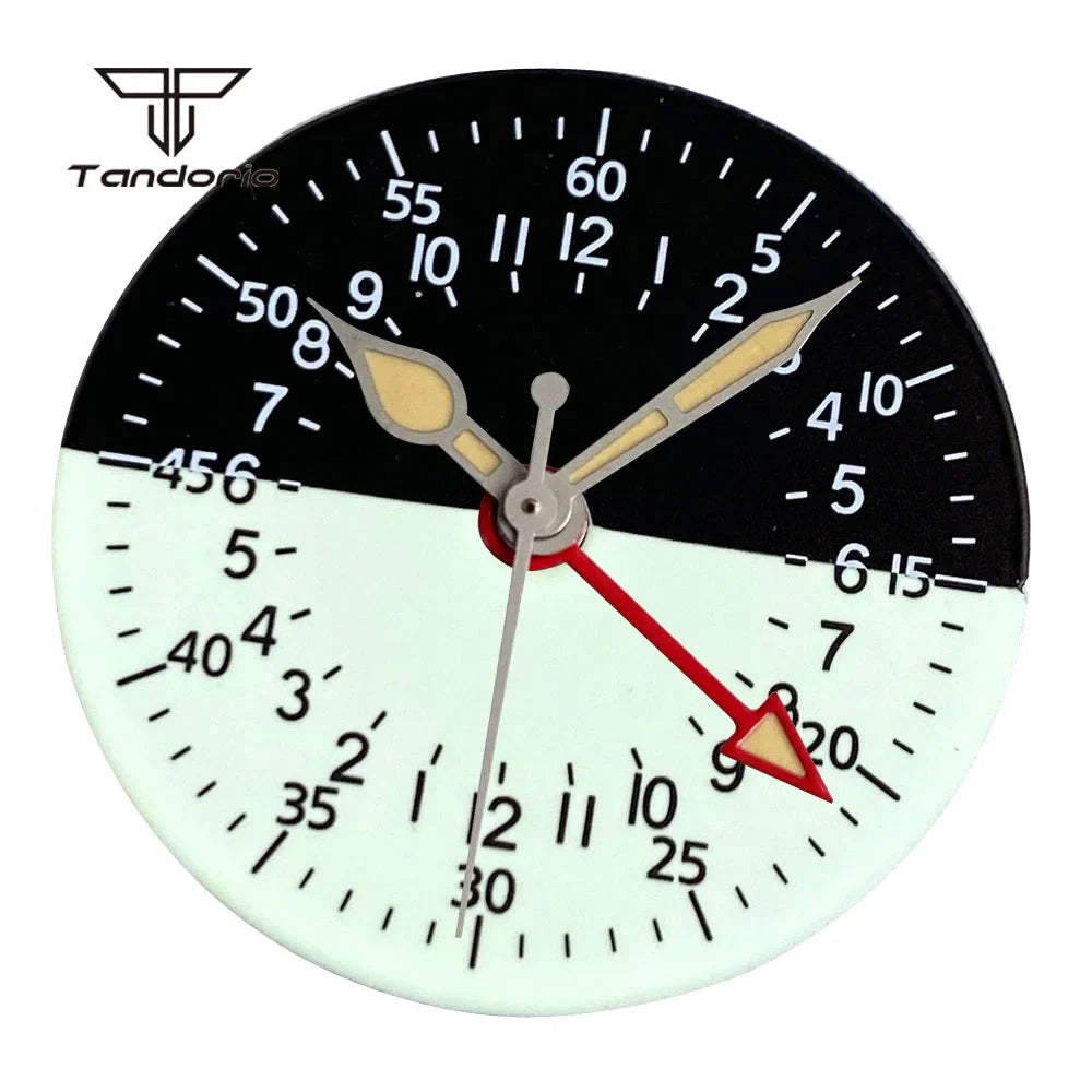 29mm Watch Dial Black White Two Tone Face  Hands Accessories NH34 Mechanical GMT Watches Mod Parts Arabic Numerals Green Lume