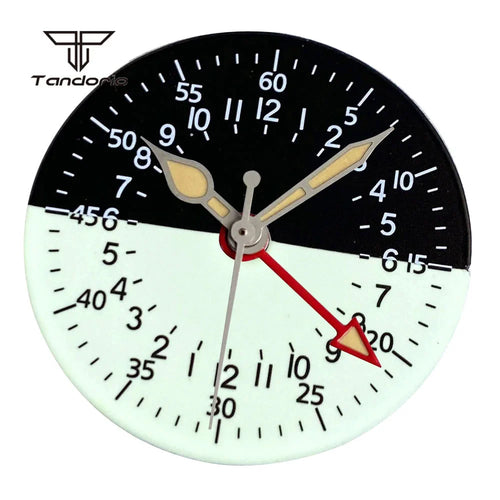 29mm Watch Dial Black White Two Tone Face  Hands Accessories NH34 Mechanical GMT Watches Mod Parts Arabic Numerals Green Lume