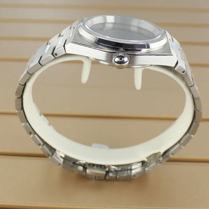 40mm Silver Watch Case Sapphire Crystal Glass For Mod PRX Super Player NH35 NH36 NH38 NH34 NH70 NH72 Movement Solid Bottom Cover