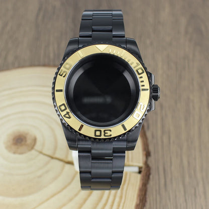 40mm NH35 Accessories Watch Case bands Sapphire for NH35 NH36 NH34 NH70 8215 2824 PT5000 Movt Black Yacht Ceramic bezel insert