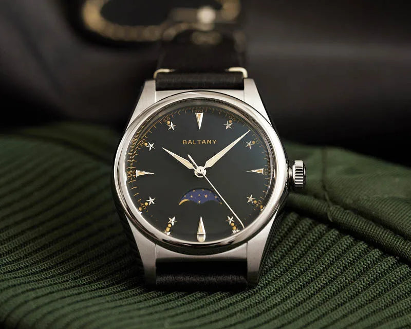 Baltany 36mm Dress Watches S4042 Customizable AR Sapphire Crystal 10Bar  Moon phase Wristwatches Swiss Lume