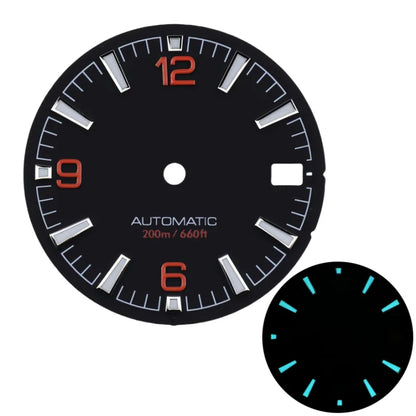 Quality Sea 600m Style Watch Dial With C3 Bgw9 Green Blue Luminous For Nh35 Nh36 Mechanical Movement Skx007 Case 28.5mm Dial