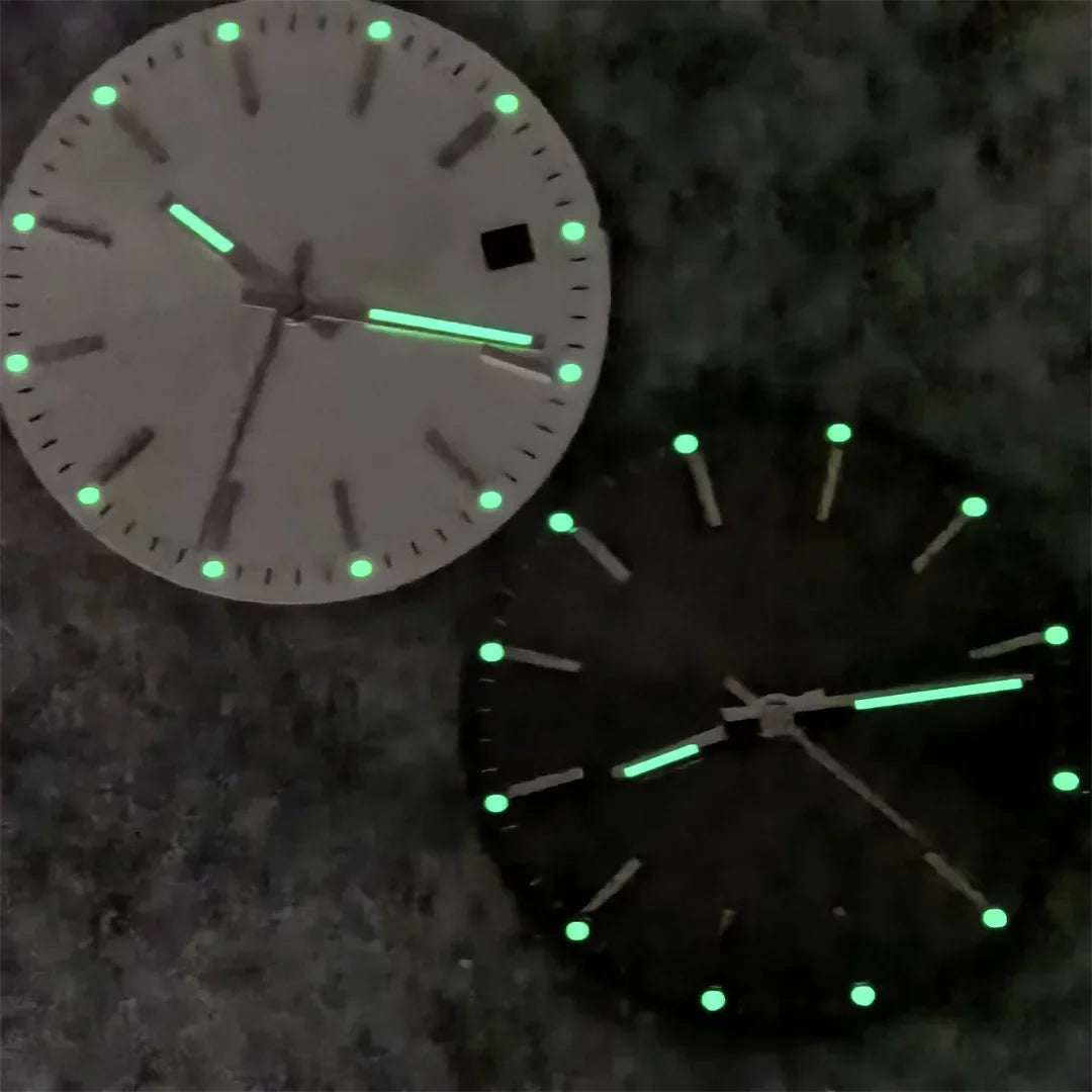 29mm Log Dial 8215 Watch Dial + Watch Hands Set Green Luminous Watch Faces Modified Accessories for 8215 / 8200 / 2813 Movement