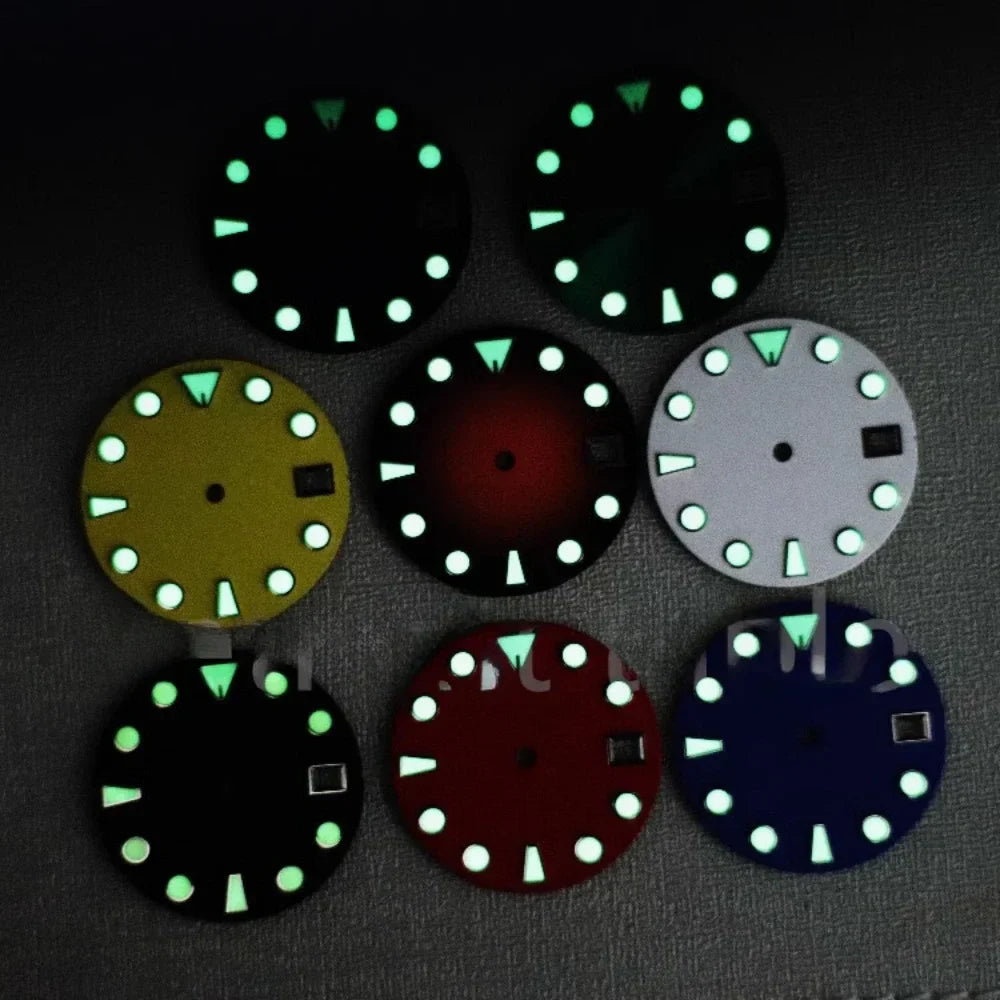 28.5MM New NH35 Dial Green Luminous Watch Face Matte Texture Dial for NH35/ NH36 Mechanical Movement Watch Accessories Repair Parts
