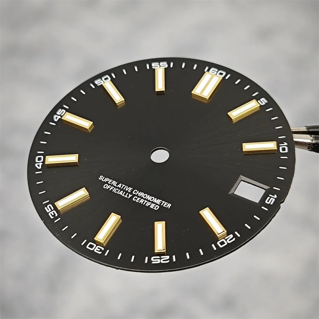 NH35 Watch Dial 28.5mm Log Modified Dial BGW9 Blue Green Luminous Watch Face Modified Watch Accessories for NH35 NH36 movements