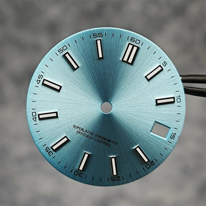 NH35 Watch Dial 28.5mm Log Modified Dial BGW9 Blue Green Luminous Watch Face Modified Watch Accessories for NH35 NH36 movements