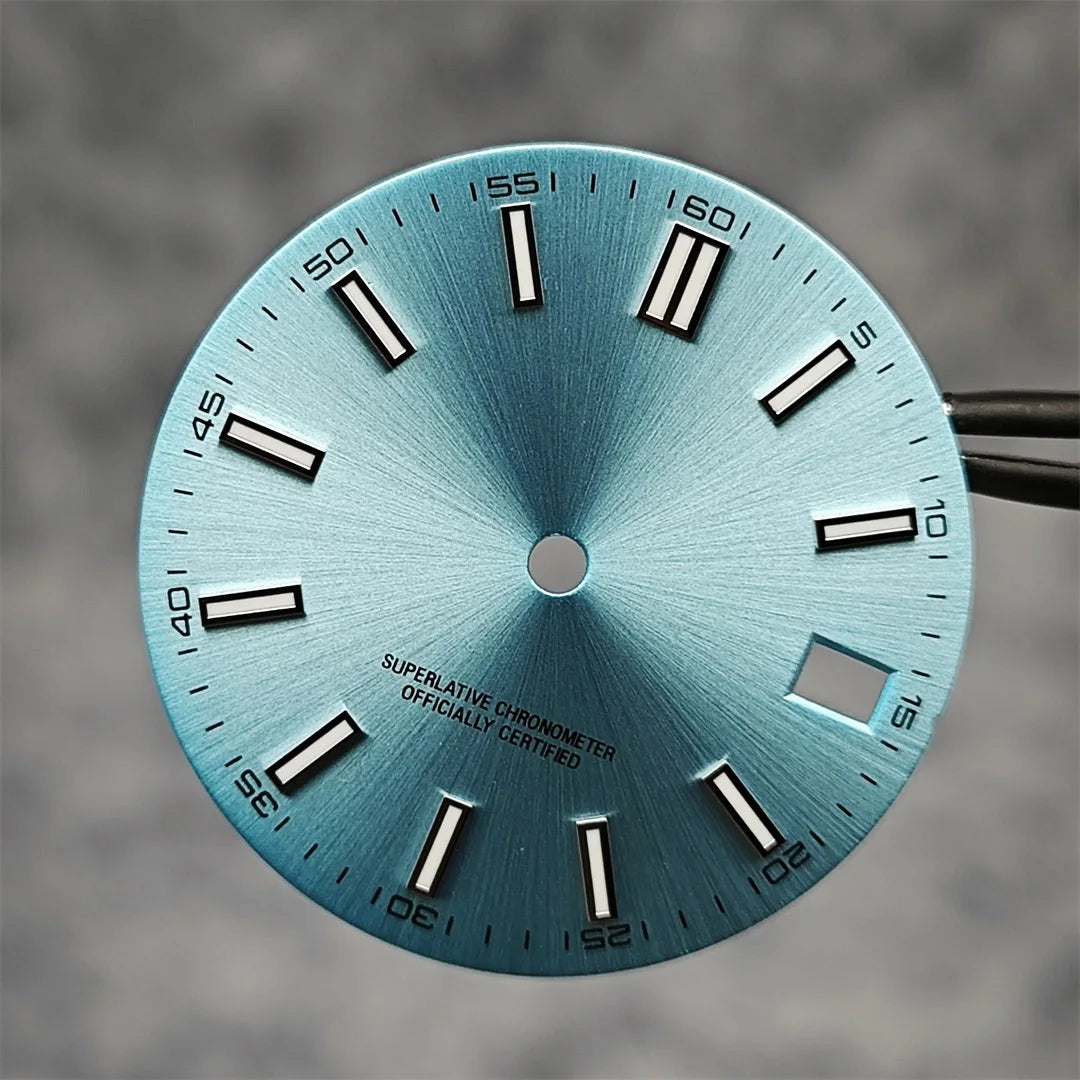 NH35 Watch Dial 28.5mm Log Modified Dial BGW9 Blue Green Luminous Watch Face Modified Watch Accessories for NH35 NH36 movements