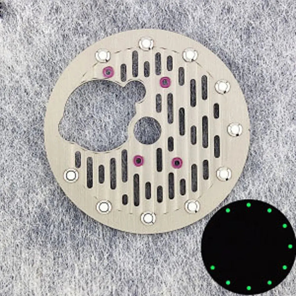 28.5mm Open NH35 Dial C3 Green Luminous Watch Dial Fit NH35 36 38 70 72 Movement Watch Accessories Custom Logo Dial