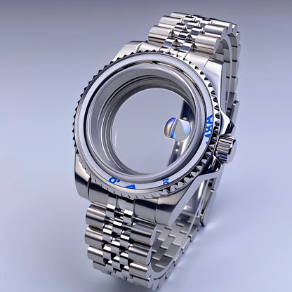 40mm SUB Case NH35 Sliver with Sapphire Crystal 120 Click Compatible with NH34/NH35/NH36 Movements Water-Resistant 28.5mm Dial