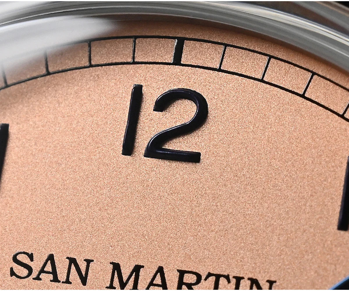 San Martin 38.5mm Men's Mechanical Watch NH35 Vintage Pilot Simple Fashion Wristwatch Baked Varnish Blue Hands 10 Bar Clock