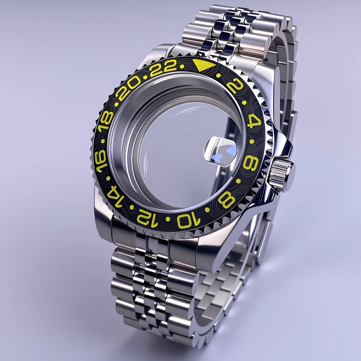 40mm SUB Case NH35 Sliver with Sapphire Crystal 120 Click Compatible with NH34/NH35/NH36 Movements Water-Resistant 28.5mm Dial