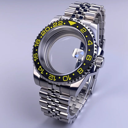 40mm SUB Case NH35 Sliver with Sapphire Crystal 120 Click Compatible with NH34/NH35/NH36 Movements Water-Resistant 28.5mm Dial