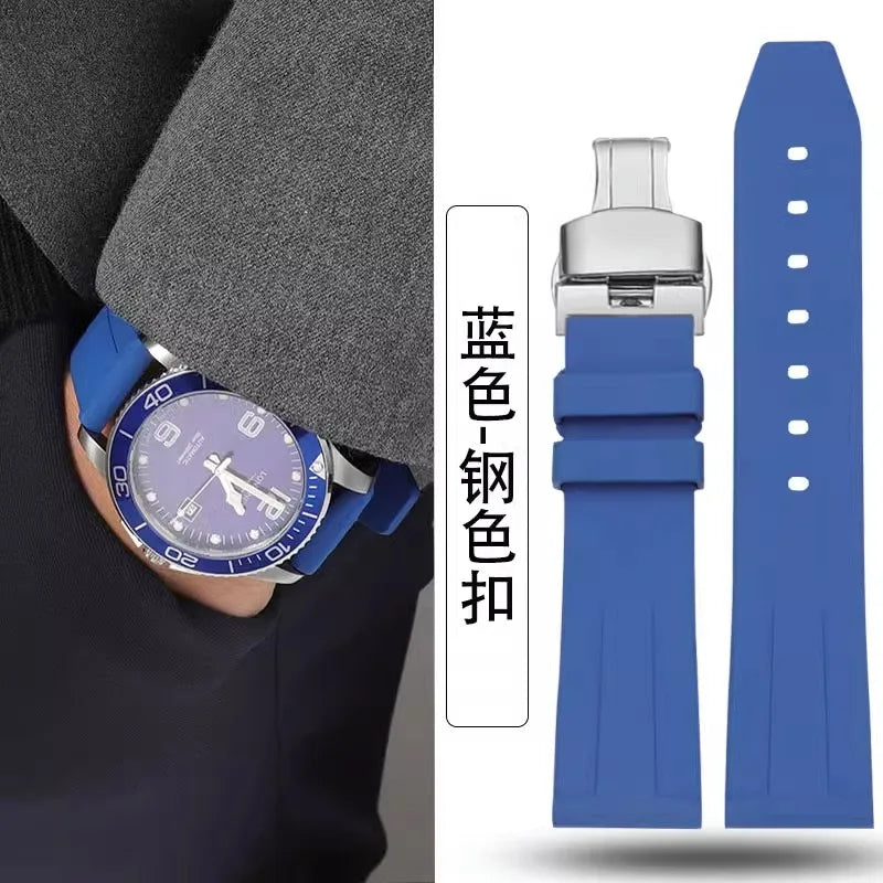 18mm 19mm 20mm  Fluorine rubber Watch Strap Men's  Silicone Bracelet For pilot flat lug diver