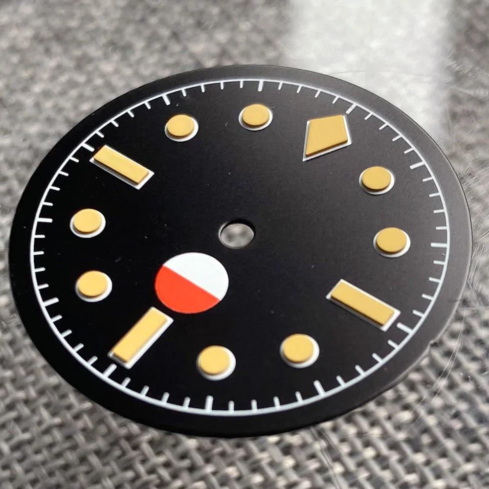 Non-Radiation 50-FATHOMS Watch Dial Parts 29mm for NH35 PT5000 Green Luminous Case Parts Sterile Nologo Hand Set for Dive Watch