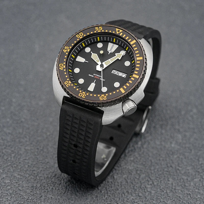 Golden Sterile Turtle SKX6105  Abalone NH36A Sapphire 20Bar Ceramic Bezel 44mm