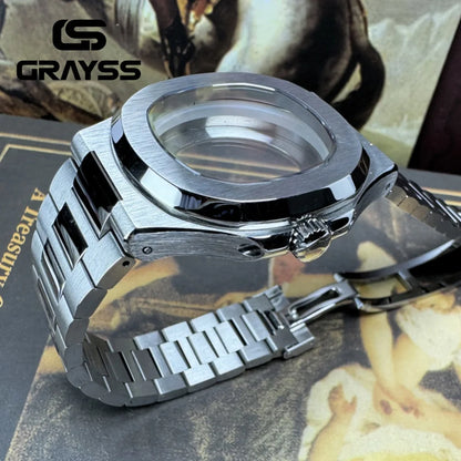 Square Watch Case 316L Steel Bracelet for Nautilus NH34 NH35 NH36 4r35 Movement Sapphire Glass Watch Spare Part