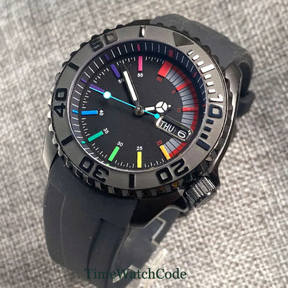 Tandorio 41mm 20ATM Diver Automatic Watch NH36 Sapphire Date TD269 PVD Yacht Watch