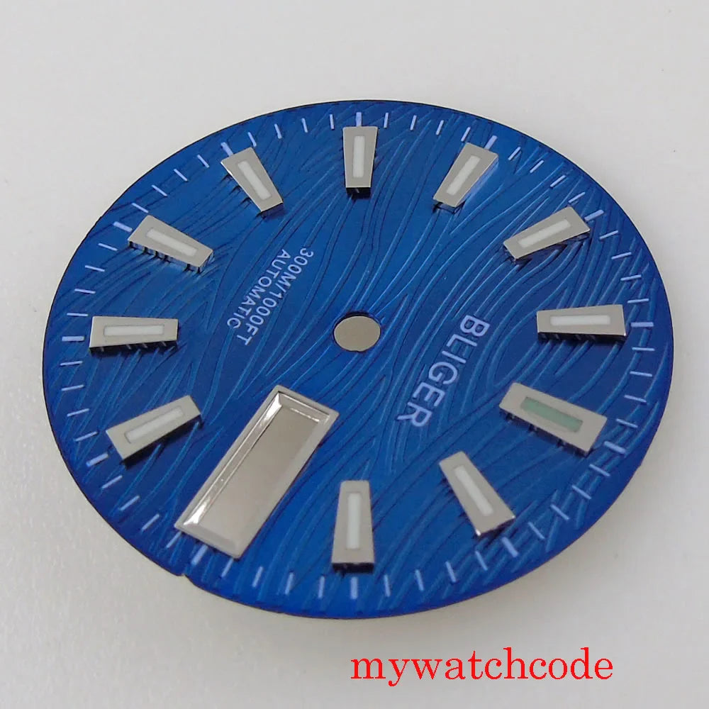 29mm Sterile Black Green Blue Grey Watch Dial Date Day Window Fit NH36A Movement Luminous Hands High Quality Parts