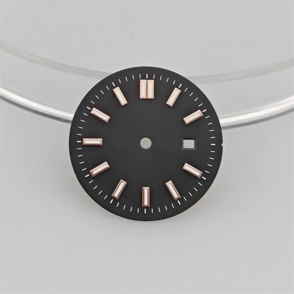 24.5MM Watch Dial Green Luminous Logbook Faces Women's Mechanical Watch Accessories for NH05 /NH06 Movement for 31mm Case