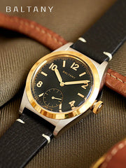 Baltany Bubbleback Dress Watches Subdial IPG Bezel Leather Gold Hands Sapphire Crystal Stainless Steel VD78 Quartz Wristwatches