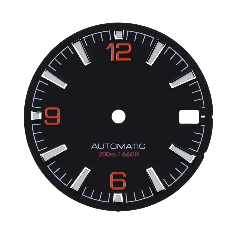 Quality Sea 600m Style Watch Dial With C3 Bgw9 Green Blue Luminous For Nh35 Nh36 Mechanical Movement Skx007 Case 28.5mm Dial