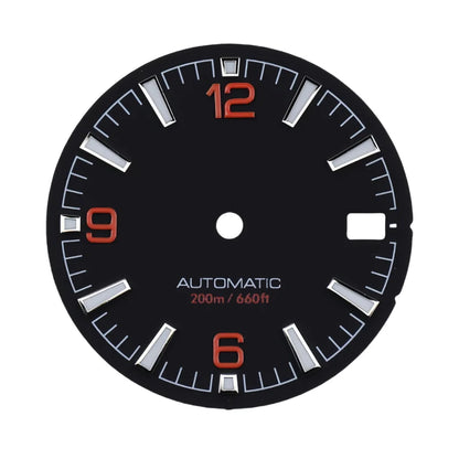 Quality Sea 600m Style Watch Dial With C3 Bgw9 Green Blue Luminous For Nh35 Nh36 Mechanical Movement Skx007 Case 28.5mm Dial