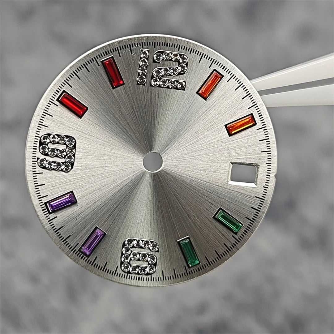28.5mm Watch Parts Watch Dial Sun Pattern Rainbow Scale Watch Faces Modification Accessories for NH35/NH36/4R/7S Movement