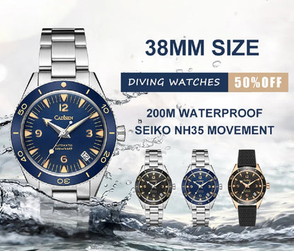 CADISEN C8206 BB58 Mod 38mm Diver NH35 Mechanical Sapphire 20 Bar Sapphire