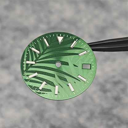 28.5mm leaf Watch Dial Blue Green Luminous for NH35/NH35A/4R/7S Movement 28.5mm Watch Faces Watch Accessories Replacement Parts
