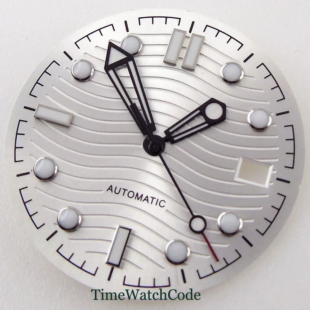 31mm Wave Dial Watch Face Hands Fit for NH35A ETA 2824 PT5000 ST2130 Miyota 8215 821A DG2813 3804 Movement Date Luminous Dial