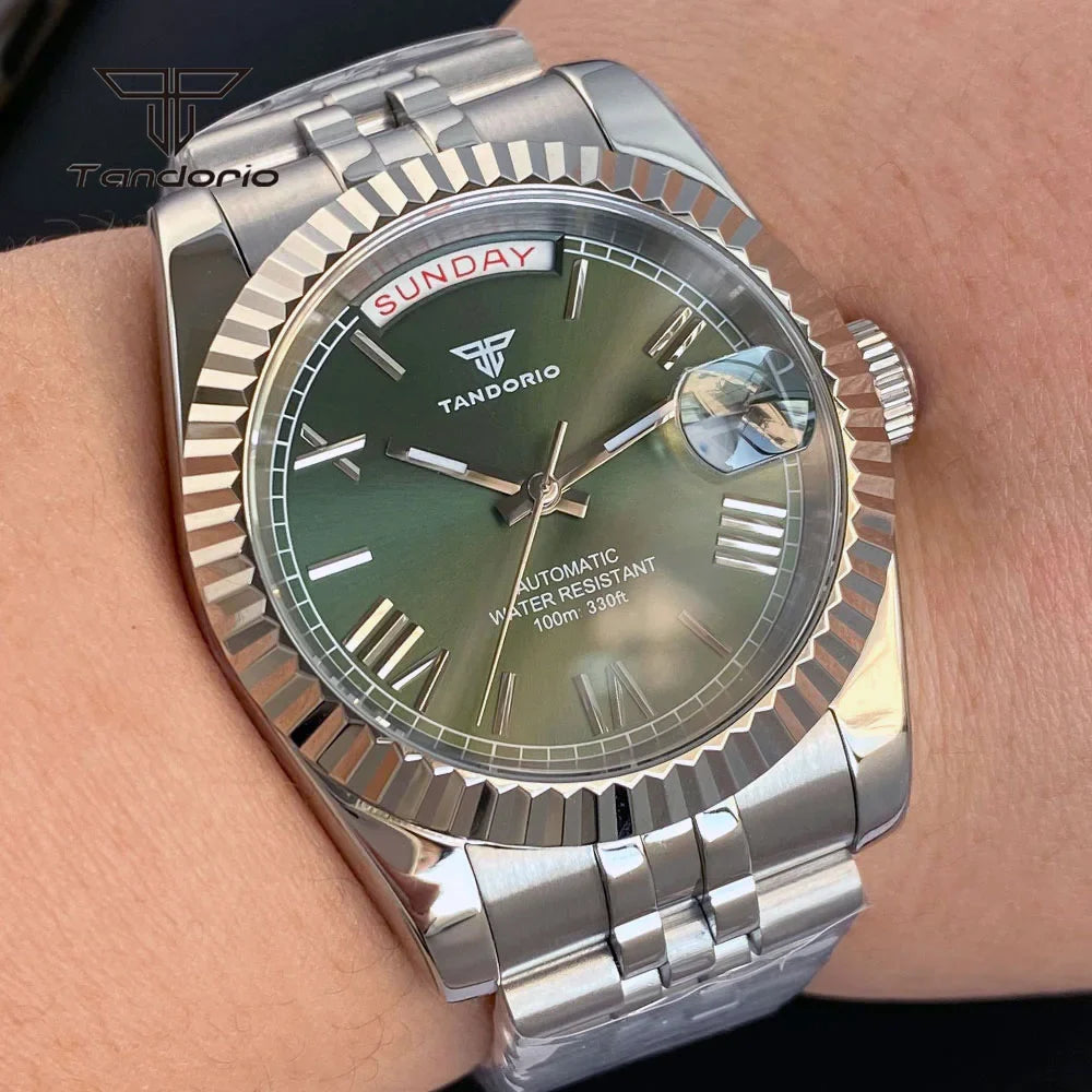 Tandorio Day Date Watch TD139 Seiko NH36 39mm / 36mm Sunburst Sapphire 10Bar