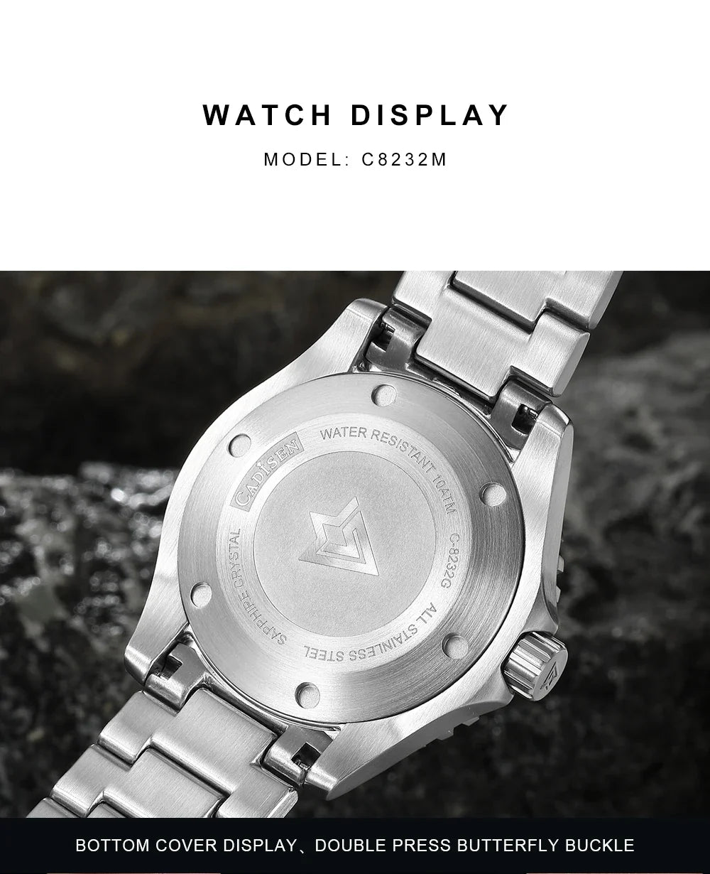 Cadisen C8232 Submariner DIVER  NH35A 100M Waterproof Luminous AR Sapphire 40MM