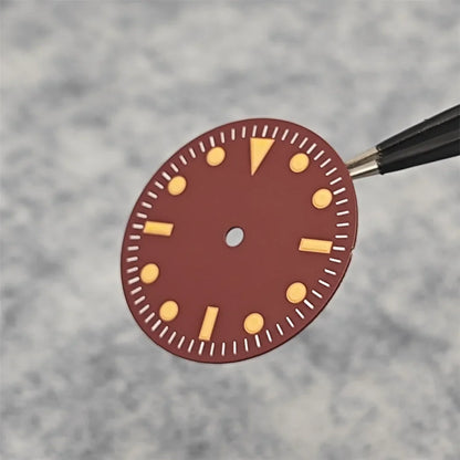 28.5MM Orange Scale Red Watch Dial No Calendar Window Without Date Watch Accessories No Luminous Suitable for NH35/8215/2836 Movement