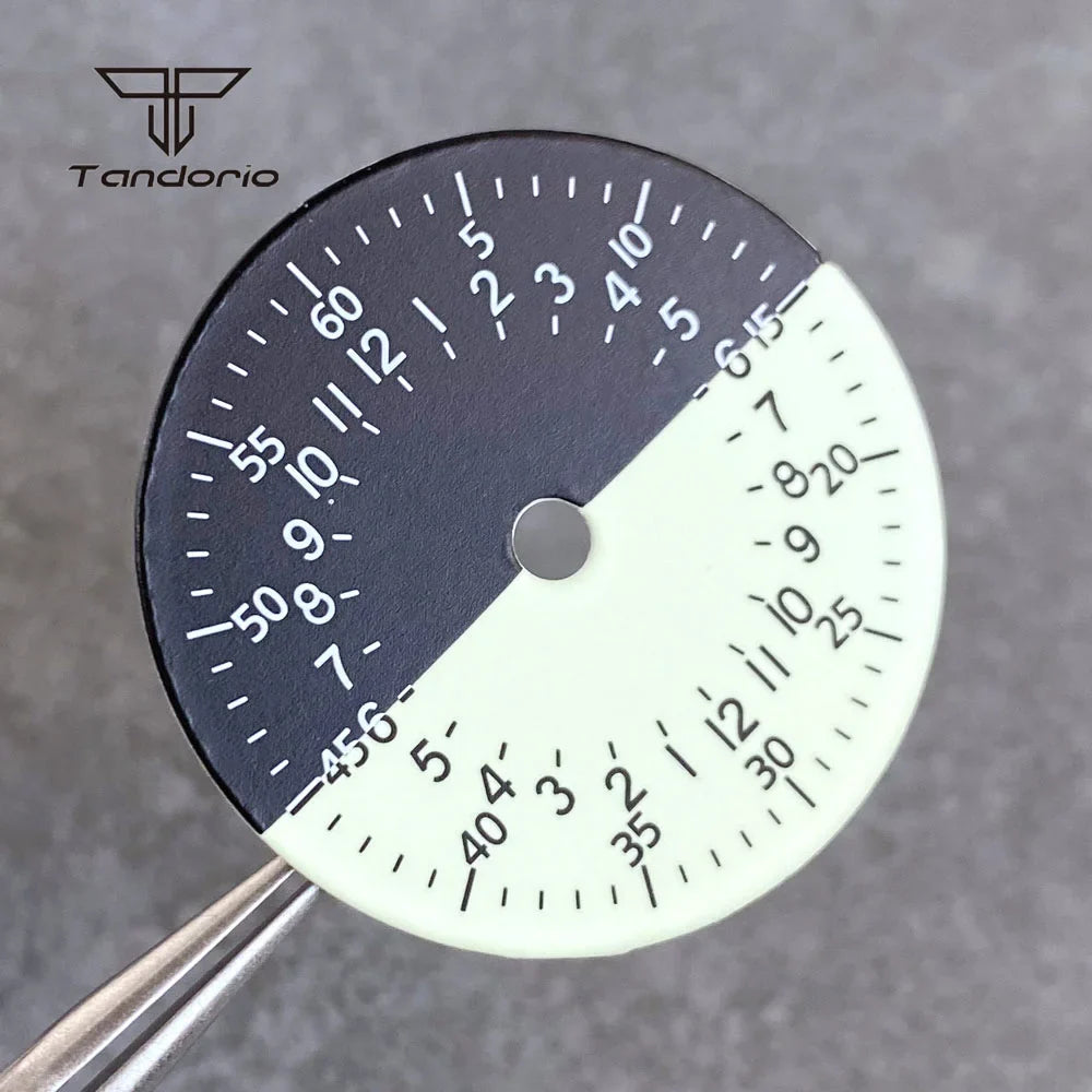 29mm Watch Dial Black White Two Tone Face  Hands Accessories NH34 Mechanical GMT Watches Mod Parts Arabic Numerals Green Lume