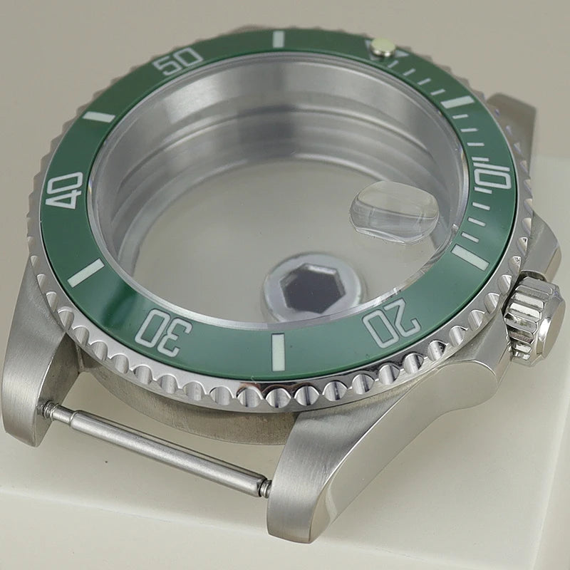 40mm Watch Case Ceramic C3 Bezel For Seiko NH35 NH36 NH34 nh70 Miyota8215 Eta2824 28.5mm Dial With Sapphire Crystal Waterproof